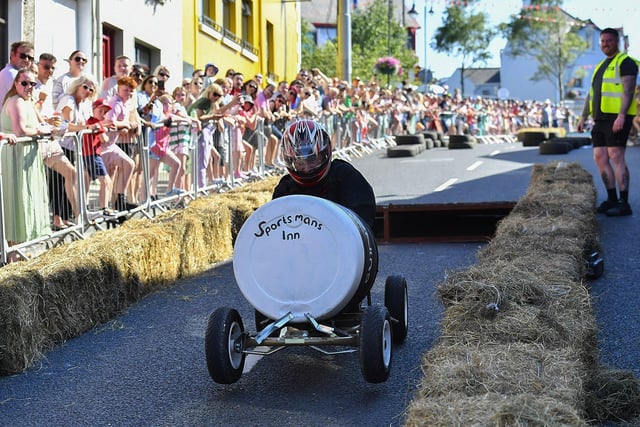 There were spills and thrills during the Carndonagh Festival Soapbox Derby held on the town centre on Saturday afternoon. Photo: George Sweeney