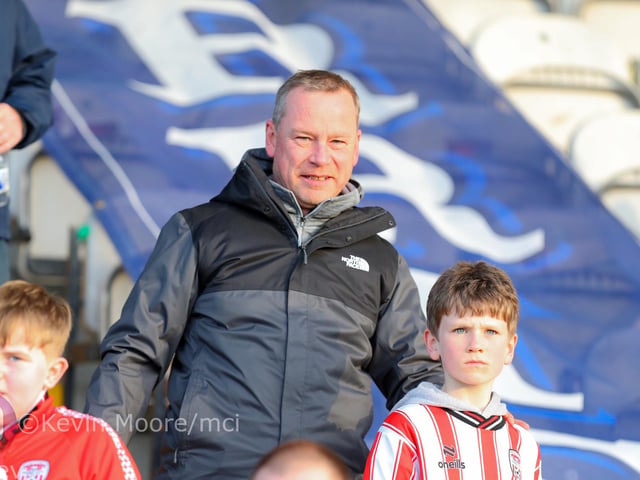 Derry City fans taking in the action at the RSC last Friday night. Mandatory Credit: Kevin Moore/MCI