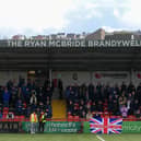 Linfield fans at the Brandywell for their game against Institute. Photo: George Sweeney