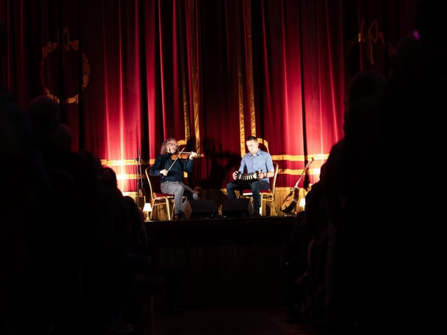 The talented fiddle player Martin Hayes performing on stage during Sunday evening's Feile 25 event at St. Columb's Hall, Derry. (Photos: Jim McCafferty Photography) : .