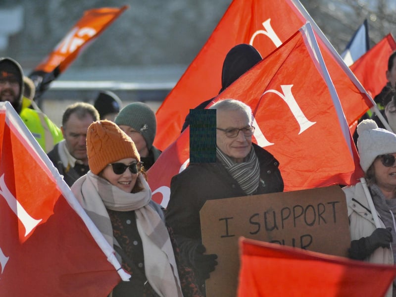Striking public sector workers in Derry.