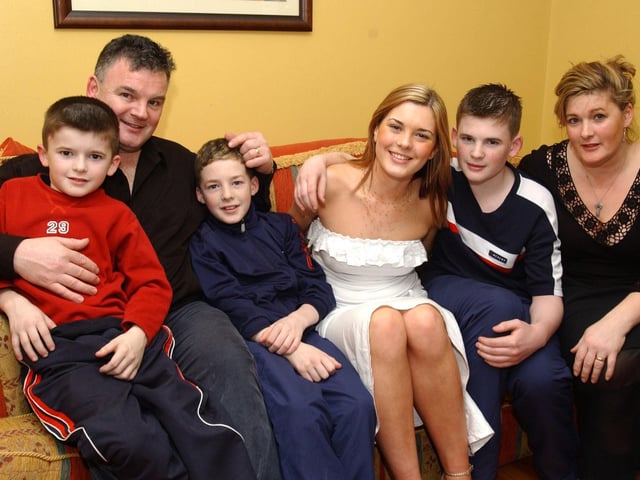Ciara Carlin, with her Mum Donna and Dad Martin and her brothers Martin Jr, Deaglan and Kevin, celebrating her 18th birthday. (0303CG03)                                       :.