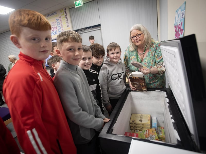 Some of the prospective St. Joseph's Boys School students get to see what the sixth formers have in their freezer, during Tuesday Open Night at the school. (Photos: Jim McCafferty Photography)