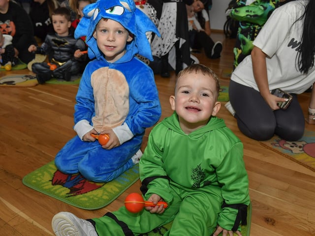Pictured are young children and relatives at the he Waterside Shared Village cross-community Halloween kids costume party and disco with entertainment from Jo Jingles and Gary McMusic.