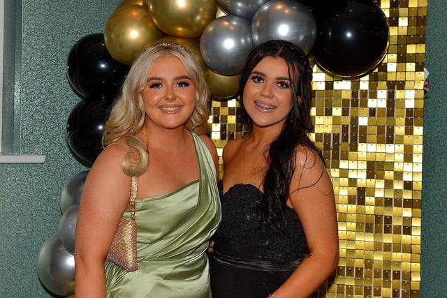Aoife Monaghan and Rebecca Horner pictured at the Crana College Formal held in the Inshowen Gateway Hotel on Friday evening last. Photo: George Sweeney.  DER2239GS – 069 