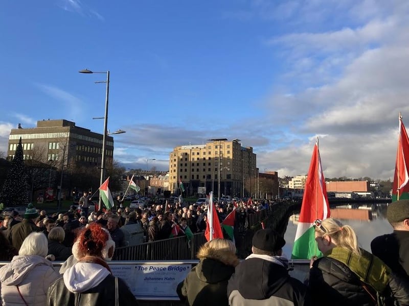 The Derry Branch of the Ireland Palestine Solidarity Campaign's vigil on New Year's Eve.