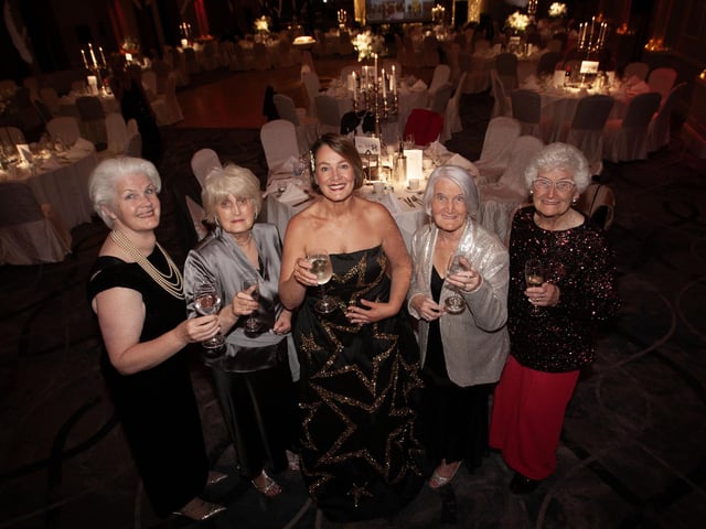 Enjoying festivities at the Foyle Search and Rescue Gala Ball on Saturday night, are from left, Louise McCarron, Roisin Gallagher, Rachel McCarron, Rita McCarron and Mae Hegarty.