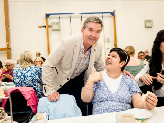 Daniel O'Donnell with guests at the Afternoon Tea with Daniel O'Donnell on Sunday in St Mary's College, Derry, in conjunction with St Eugene's Cathedral. Picture: Stephen Latimer.