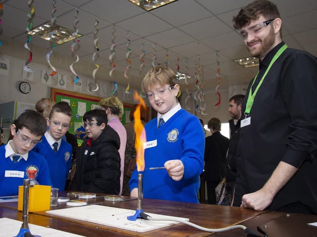P7 pupils from Our Lady of Fatima PS enjoying some science fun on Friday.