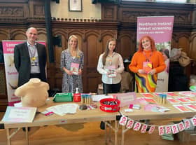 Western Trust Breast Screening Service Team pictured at the Guildhall Derry, from left to right: Dr Paul Farry, Clinical Lead Radiologist; Leoni Cooke, Hannah Langan and Rhea McDermott, Breast Screening Unit staff.