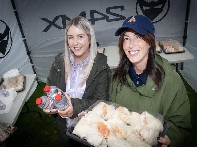.Deborah and Bonnie with the refreshments provided by sponsors, Doherty's Bakery, set up at the 10th hole on Saturday. (Photos: Jim McCafferty )
