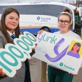 Claire and Ciara Hesketh, from Translink's Youth Forum, help announce the milestone of 100,000 yLink card sign ups.