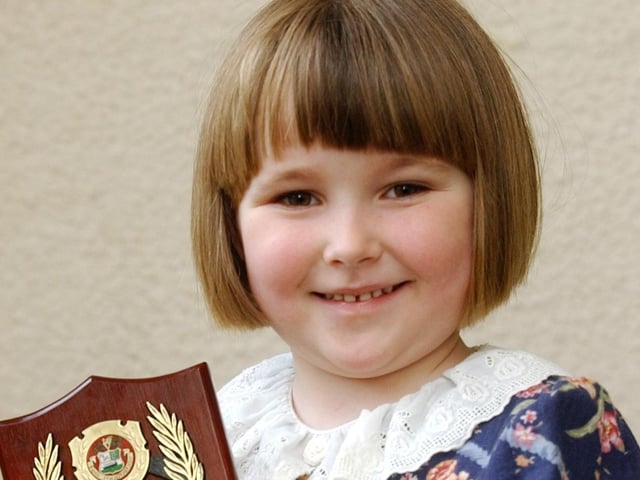 Clare Doherty, from Moville, Lynch School, winner of the English Verse U-8. (O605C36)