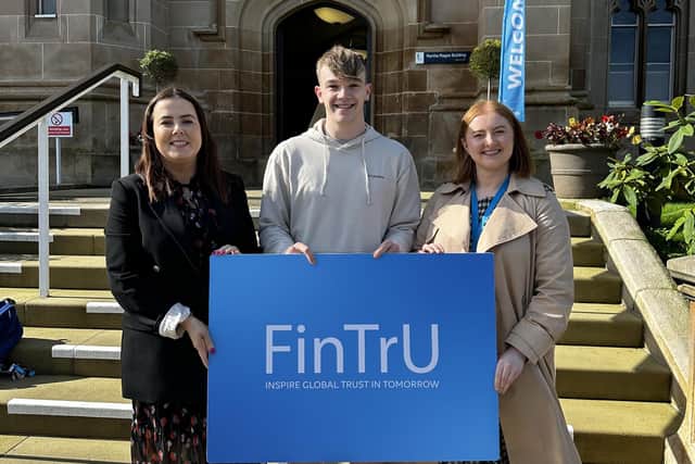 Pictured at the launch of Ulster University’s ‘Talent Hub’ an innovative initiative focused on connecting talented students with Derry employers is Kathleen McDermott, Executive  Director, FinTrU; second year Business with Education Ulster University student, Craig Millar and Erin King, Senior Associate, Talent Partner.