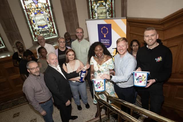 MAYOR'S CHOSEN CHARITY. . . The Mayor of Derry City and Strabane District Council, Lillian Seenoi-Barr pictured with members of the Bud Club, her chosen charity for her year in office, during the official launch in the Guildhall on Wednesday evening last. Bud is an inclusive provision for young people with disabilities and specific/complex needs. (Photos: Jim McCafferty Photography)