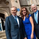 John Major with Tony Blair and Professor Deirdre Heenan at Magee College in June 2016.