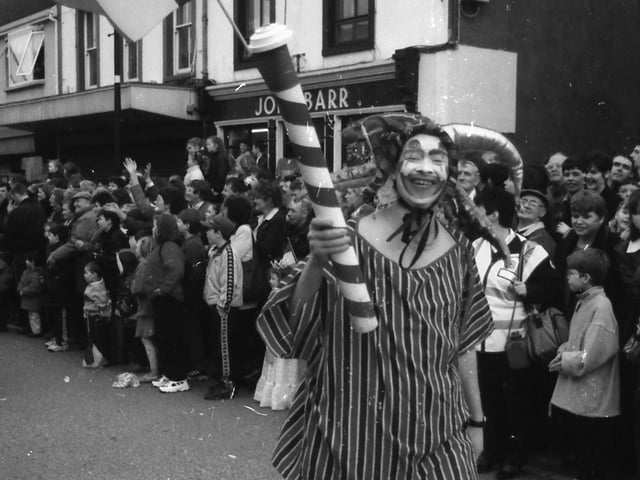 A colourful character at the St. Patrick's Day parade in Buncrana in 1998.