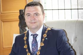 The new Mayor of Derry City and Strabane District Council, Ruairi McHugh pictured at his desk in the Guildhall, Derry on Monday afternoon. (Photo: Jim McCafferty Photography)