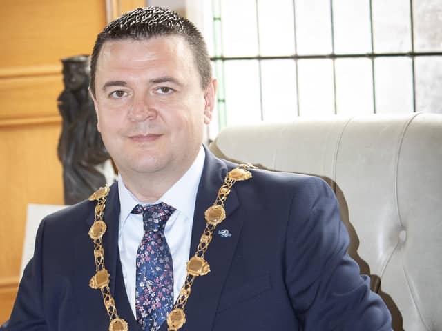 The new Mayor of Derry City and Strabane District Council, Ruairi McHugh pictured at his desk in the Guildhall, Derry on Monday afternoon. (Photo: Jim McCafferty Photography)