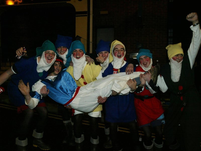 Snow White and his seven dwarfs from the Waterside.  (0311JB48):20 YEARS ON: Halloween celebrations in Derry in 2003