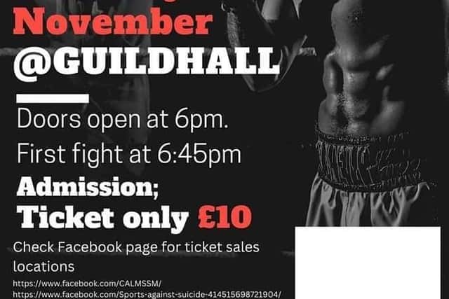 The Sport Against Suicide poster for the CALMS Fight Night event.