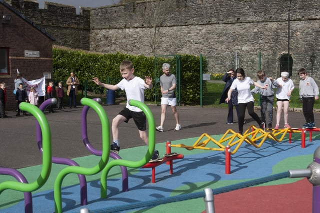 Children make their way through the second Obstacle Challenge on Thursday last.