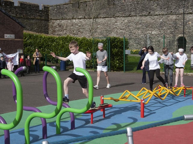 Children make their way through the second Obstacle Challenge on Thursday last.