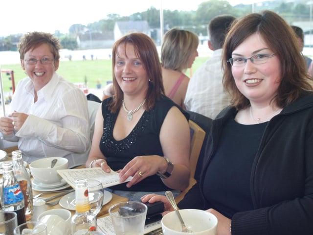 People enjoying a day out at the greyhound races in Lifford, County Donegal 20 years ago back in June 2004.