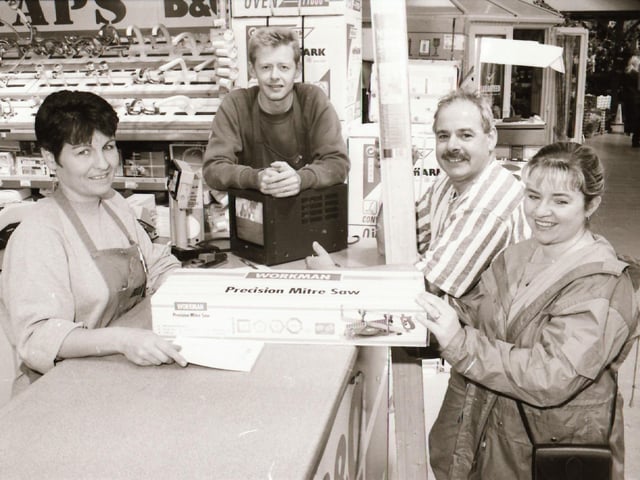 B&Q staff and customers in Derry in 1995.