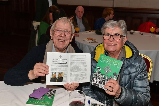 Blaithnaid Biddle, Sandra Biddle, Gay Durkan and Mary Durkan pictured at the book launch of Eamon Sweeney ‘s ‘Feis Dhoire Cholmcille: Celebrating a Century of Culture’ held in St Columb’s Hall on Tuesday evening. Photo: George Sweeney. DER2308GS – 76
