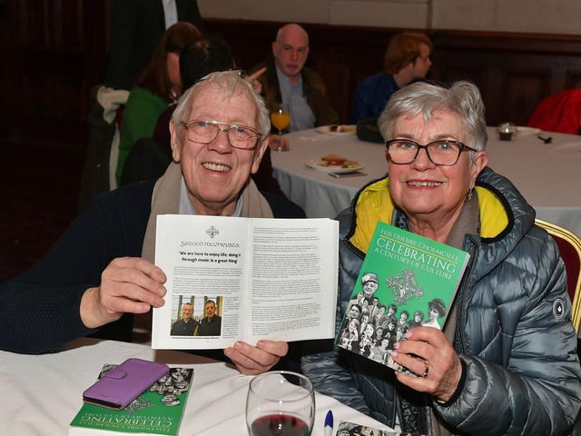 Blaithnaid Biddle, Sandra Biddle, Gay Durkan and Mary Durkan pictured at the book launch of Eamon Sweeney ‘s ‘Feis Dhoire Cholmcille: Celebrating a Century of Culture’ held in St Columb’s Hall on Tuesday evening. Photo: George Sweeney. DER2308GS – 76