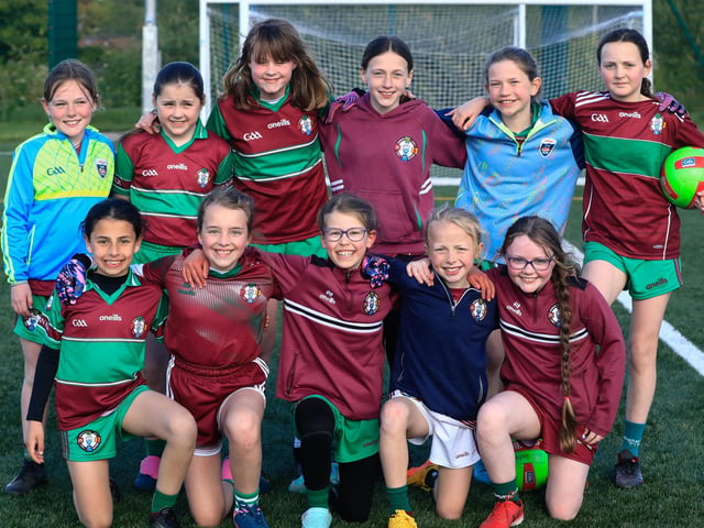 Eoghan Roe team n in the U9 Girls’ GAA blitz held at the Waterside Shared Village Centre on Friday night. (Photo - Tom Heaney, nwpresspics)