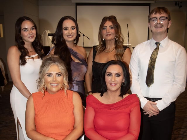 CNP manager Danielle Devine (front left) pictured at Saturday night's celebrations with Kellie McBrearty. Back from left Megan Hegarty, Paula Friel and Che McMonagle. : .