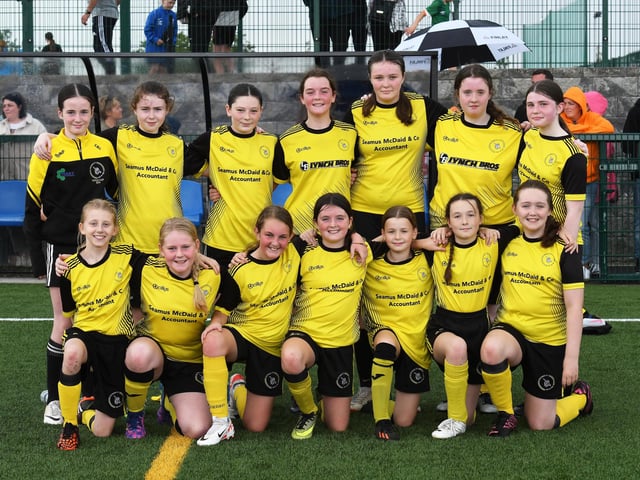 The Dunree FC Girls Under-13's team at the Shared Village Centre.