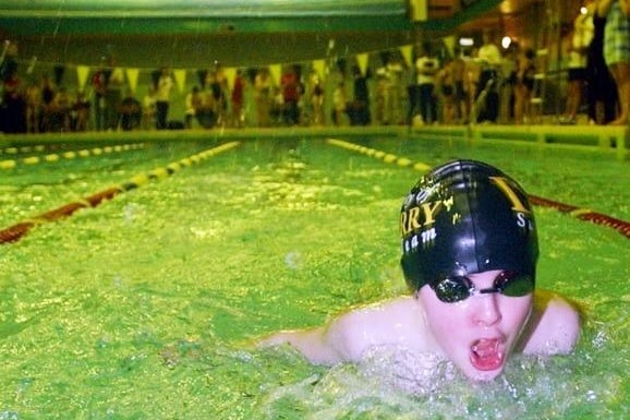City of Derry swimmer, David Cummings makes his way to the finish line during the 50metre butterfly. (2101A21)