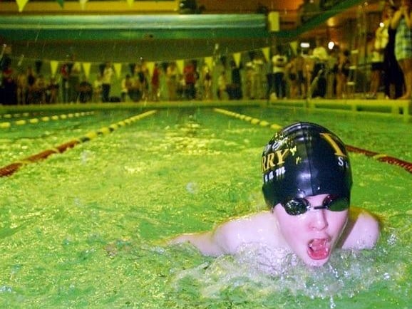 City of Derry swimmer, David Cummings makes his way to the finish line during the 50metre butterfly. (2101A21)