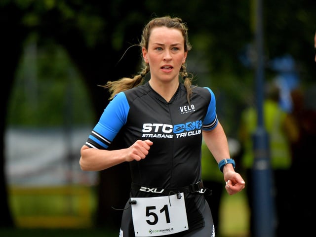 Hayley Corry takes part in the Liam Ball Triathlon on Sunday morning.