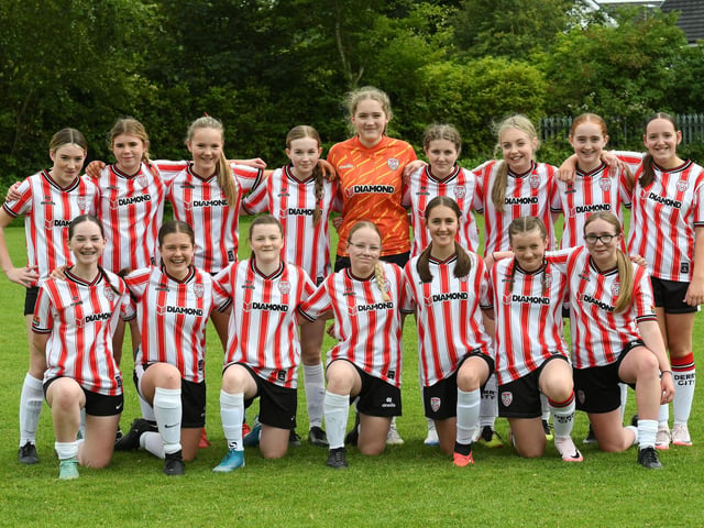 The Derry City Ladies under-15's team which faced Gundo FC (USA) at Clooney Park West.