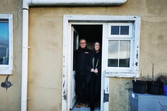 Donna and Ian McDade. pictured at the house in Newtowncunningham.