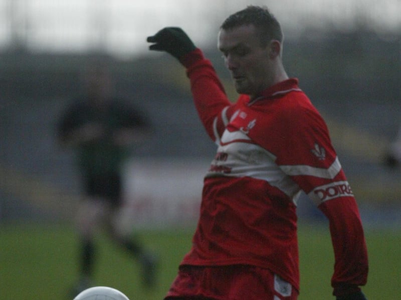 Paddy Bradley, who kicked 1-1, goes for goal against Tyrone back in January 2004.