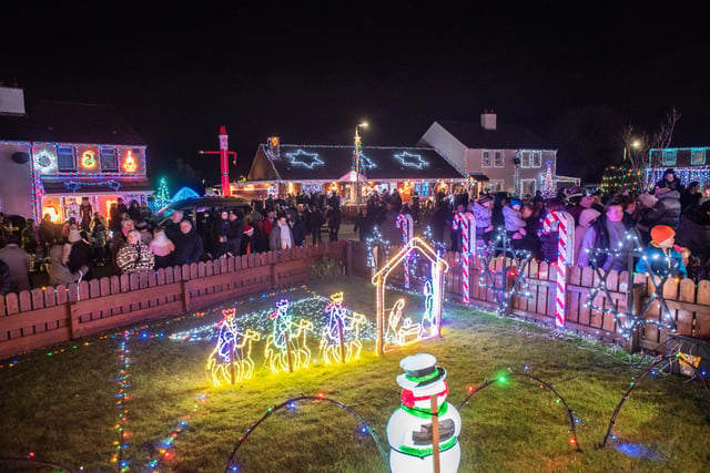 Some of the Christmas Lights at Steelstown which the Mayor, Councillor Patricia Logue officially switched on. Picture Martin McKeown. 01.12.23
