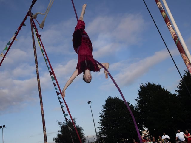A section of the crowd being entertained by the stunts of the Symmetry Circus on Friday at Bull Park. (Photos: Jim McCafferty Photography) : .