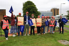 Colr. Shaun Harkin pictured previously with resident doctors’ on the picket line outside Altnagelvin Hospital.  (Photo - Tom Heaney, nwpresspics)