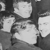 Tony, front right, at a meeting in the ITGWU Hall on Orchard Street, to discuss the closure of the BSR factory in the 1960s.