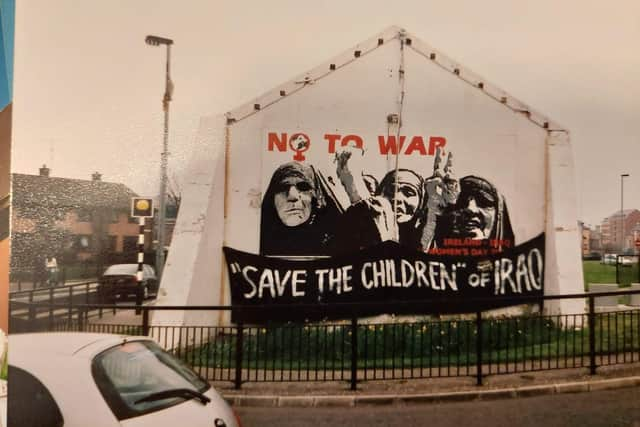 One of the murals painted on Free Derry Wall in protest at the Iraq War. (Picture by Frankie McMenamin)