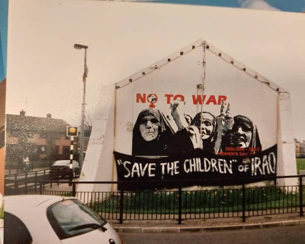 One of the murals painted on Free Derry Wall in protest at the Iraq War. (Picture by Frankie McMenamin)