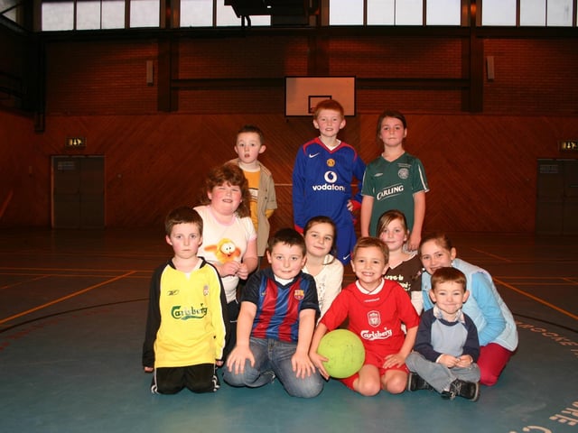 Aidan Dunne second from right pictured with a group of his friends enjoying the Football party in Brooke Park. 2152/dd : Parties and celebrations January 2006: Aidan Dunne.