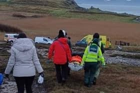 Donegal Mountain Rescue was tasked to assist a casualty who had fallen and sustained a lower leg injury in Malin Head. Photo: Donegal Mountain Rescue.