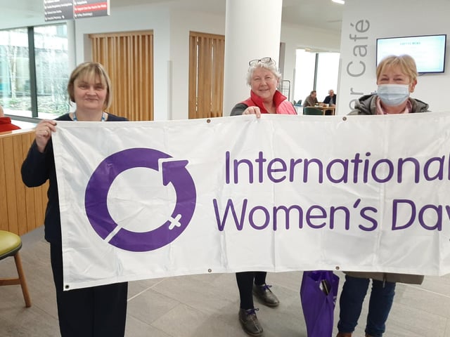 Health service workers celebrating International Women's Day at the Western Trust