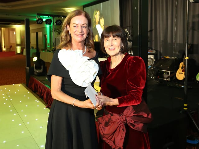 Best Dressed Lady Mairéad McDaid who received a €150 voucher for Tríona Design with Peggy Stringer.